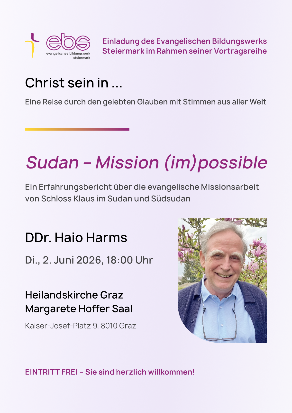 Veranstaltungsplakat: Sudan - Mission (im)possible