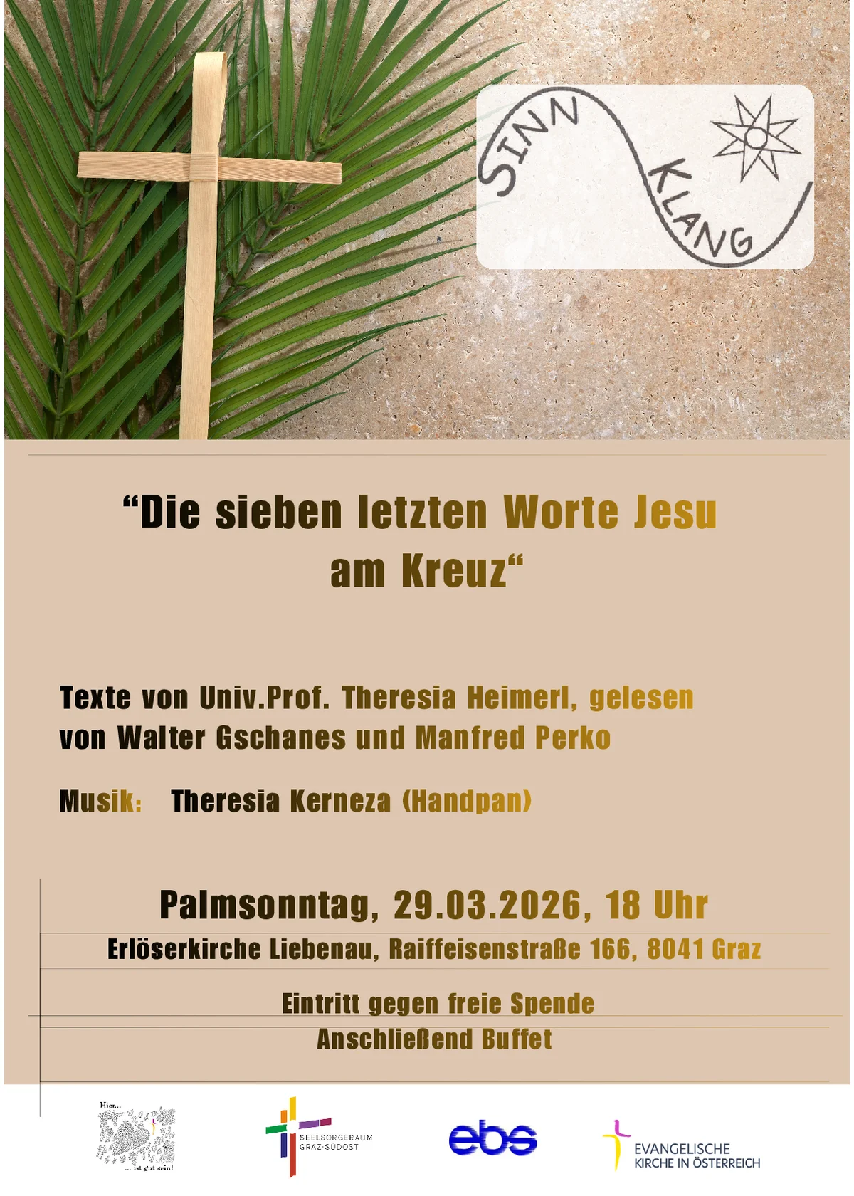 Veranstaltungsplakat: Die sieben letzten Worte Jesu am Kreuz